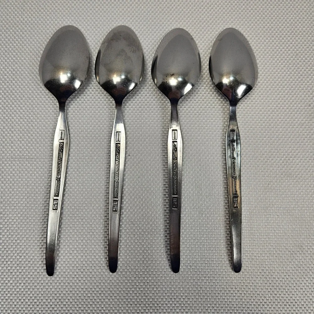 National‎ Stainless Granada Spoons Set of 4 Japan MCM